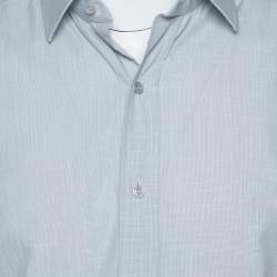 Pre Owned Tom Ford Pale Grey Micro Patterned Cotton Long Sleeve Shirt XXL