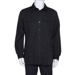 Pre Owned Tom Ford Black Washed Linen & Cotton Long Sleeve Shirt XXL