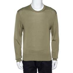 Pre Owned Tom Ford Olive Green Silk Knit Crew Neck Jumper XL