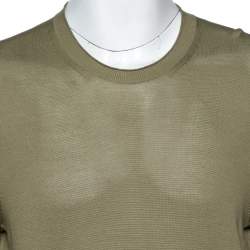 Pre Owned Tom Ford Olive Green Silk Knit Crew Neck Jumper XL