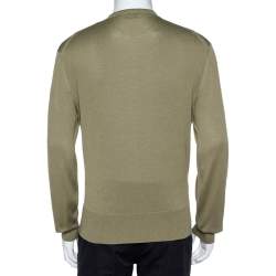 Pre Owned Tom Ford Olive Green Silk Knit Crew Neck Jumper XL