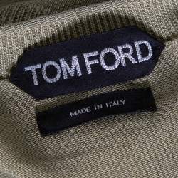 Pre Owned Tom Ford Olive Green Silk Knit Crew Neck Jumper XL