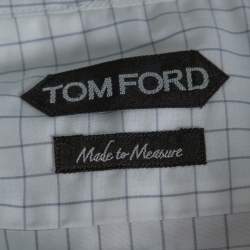 Pre Owned قميص توم فورد سو ميسورا أكمام طويلة قطن مربعات أبيض مقاس كبير جداً (اكس لارج)