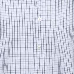 مملوكة مسبقًا Tom Ford White Checked Cotton Su Misura Long Sleeve Shirt XL