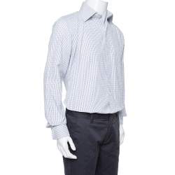 مملوكة مسبقًا Tom Ford White Checked Cotton Su Misura Long Sleeve Shirt XL