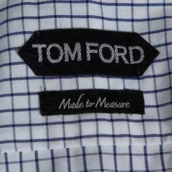 مملوكة مسبقًا Tom Ford White Checked Cotton Su Misura Long Sleeve Shirt XL