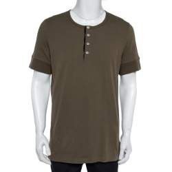 Pre Owned تي شيرت توم فورد هنلي أكمام قصيرة جيرسيه مارل أخضر زيتوني  3XL