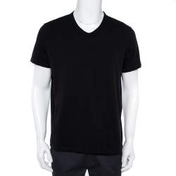 Pre Owned Tom Ford Black Cotton Short Sleeve V-Neck T-Shirt XL