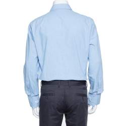 Tom Ford Blue Micro Check Su Misura Long Sleeve Shirt XXL