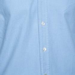 Tom Ford Blue Micro Check Su Misura Long Sleeve Shirt XXL