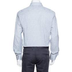 Pre Owned Tom Ford White & Blue Checkered Su Misura Long Sleeve Shirt XXL