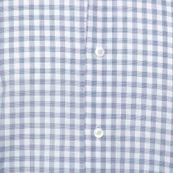 Pre Owned Tom Ford White & Blue Checkered Su Misura Long Sleeve Shirt XXL