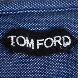 Pre Owned Tom Ford Navy Blue Pique Knit Polo T Shirt M