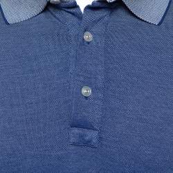 Pre Owned Tom Ford Navy Blue Pique Knit Polo T Shirt M