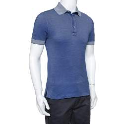 Pre Owned Tom Ford Navy Blue Pique Knit Polo T Shirt M