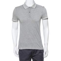 Pre Owned Tom Ford Monochrome Cashmere Blend Pique Knit Polo T Shirt M