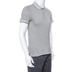 Pre Owned Tom Ford Monochrome Cashmere Blend Pique Knit Polo T Shirt M
