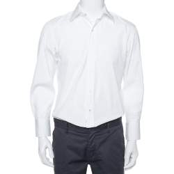 مملوكة مسبقًا قميص توم فورد بلاسترون بيكت قطن أبيض كبير