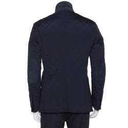 Pre Owned جاكيت توم فورد خامة صناعية مبطن أزرق كحلي مقاس كبير - لارج