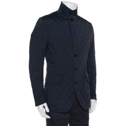 Pre Owned جاكيت توم فورد خامة صناعية مبطن أزرق كحلي مقاس كبير - لارج