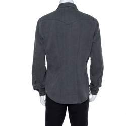 Tom Ford Grey Denim Button Front Long Sleeve Shirt XL