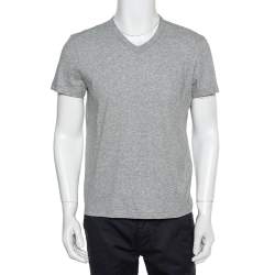 Pre Owned Tom Ford Grey Cotton V -neck T-Shirt M