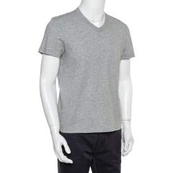 Pre Owned Tom Ford Grey Cotton V -neck T-Shirt M