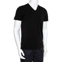 Pre Owned Tom Ford Black Cotton V-Neck T-Shirt S