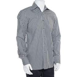Tom Ford Monochrome Checkered Cotton Button Front Shirt L