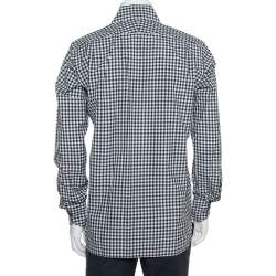 Tom Ford Monochrome Checkered Cotton Button Front Shirt L