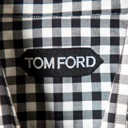 Tom Ford Monochrome Checkered Cotton Button Front Shirt L