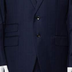 مملوكة مسبقًا بذلة توم فورد أو كونور صوف أزرق كحلي برينس أوف والس كبير جدًا - إكس لارج