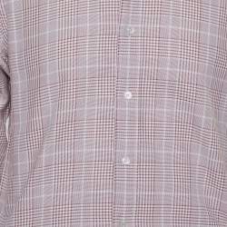 مملوكة مسبقًا قميص توم فورد قطن كاروهات بيج بأزرار أمامية مقاس متوسط - ميديوم