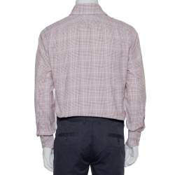 مملوكة مسبقًا قميص توم فورد قطن كاروهات بيج بأزرار أمامية مقاس متوسط - ميديوم