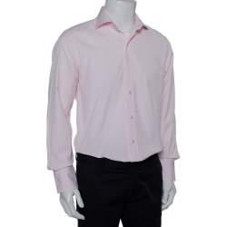 Pre Owned Tom Ford Pink Striped Cotton Button Front Shirt L