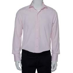Pre Owned Tom Ford Pink Striped Cotton Button Front Shirt L