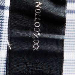 Pre Owned Tom Ford White & Navy Blue Checkered Cotton button Front Shirt XL