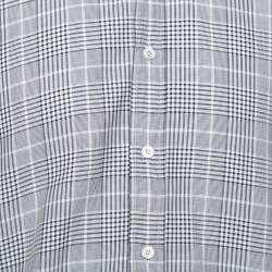 Pre Owned Tom Ford White & Navy Blue Checkered Cotton button Front Shirt XL