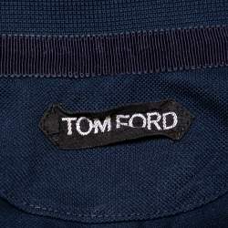 Pre Owned Tom Ford Navy Blue Cotton Knit Polo T-Shirt XL