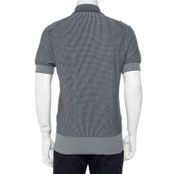 Pre Owned Tom Ford Navy Blue Patterned Knit Polo T-Shirt XL