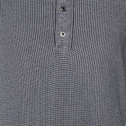 Pre Owned Tom Ford Navy Blue Patterned Knit Polo T-Shirt XL