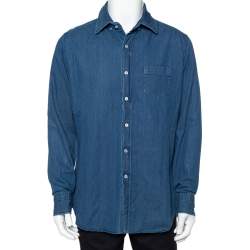 Tom Ford Blue Lightweight Denim Button Front Shirt XXL