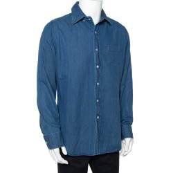 Tom Ford Blue Lightweight Denim Button Front Shirt XXL