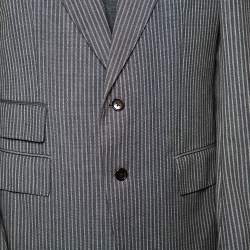 Tom Ford Grey Striped Wool Button Front Blazer XXL