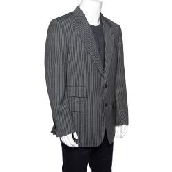 Tom Ford Grey Striped Wool Button Front Blazer XXL