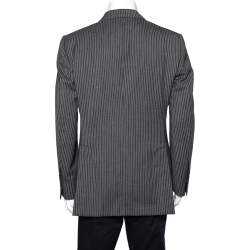 Tom Ford Grey Striped Wool Button Front Blazer XXL
