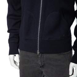 Tom Ford Navy Blue Cotton Knit Zip Front Point Collar Sweatshirt XL