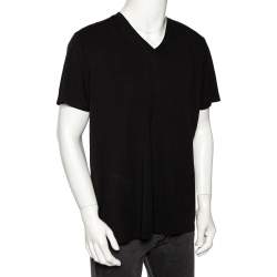 Pre Owned Tom Ford Black Jersey V-Neck T-Shirt XXXL