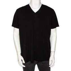 Pre Owned Tom Ford Black Jersey V-Neck T-Shirt XXXL