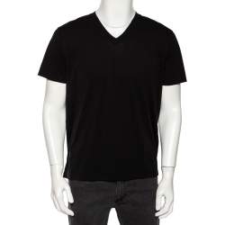 مملوكة مسبقًا Tom Ford Black Jersey V-Neck T-Shirt XL 